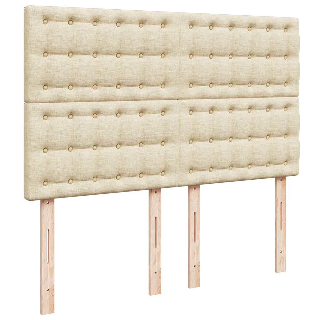 Struttura Letto Pouf con Materasso Crema 140x200 cm in Tessuto | homemem39