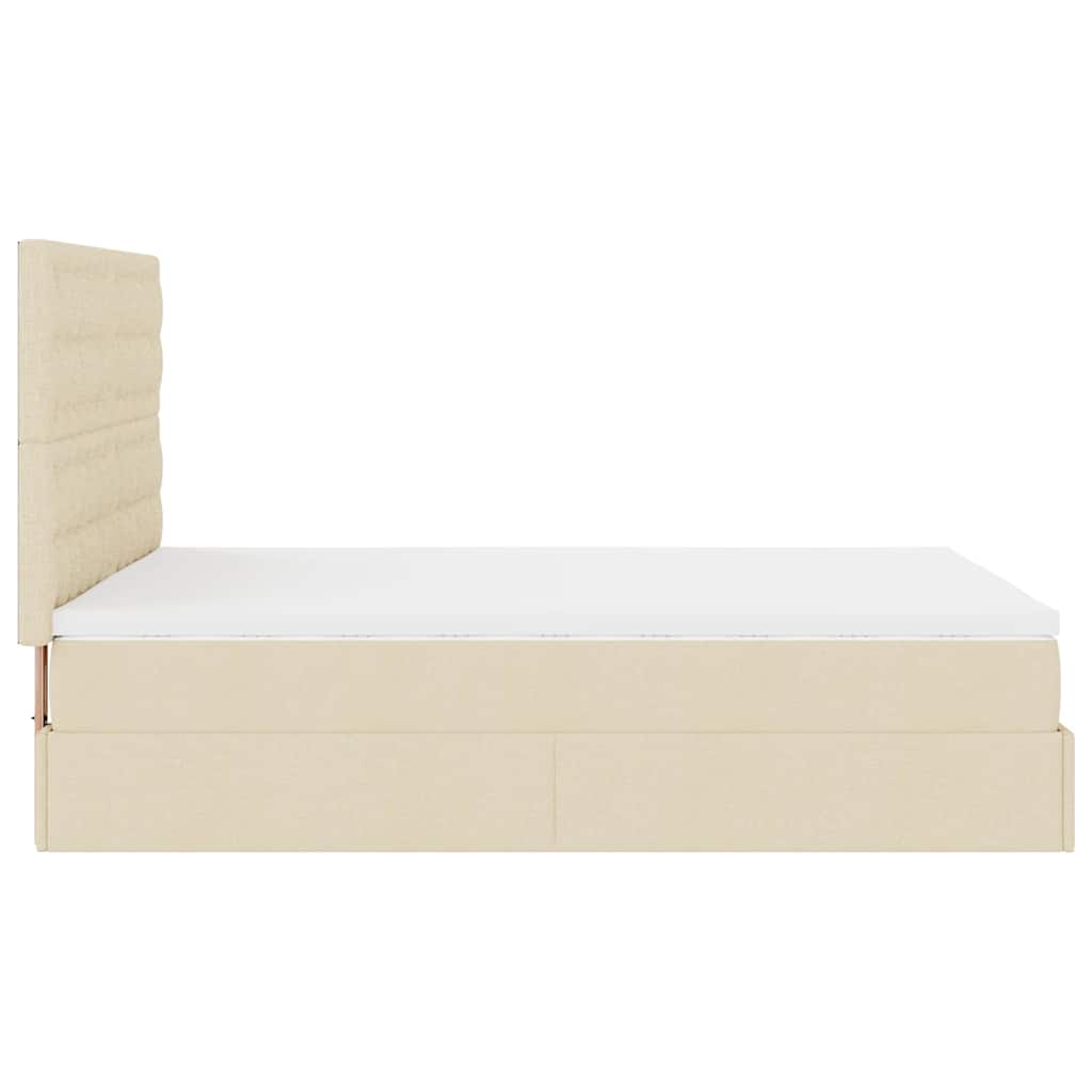 Struttura Letto Pouf con Materasso Crema 140x200 cm in Tessuto | homemem39