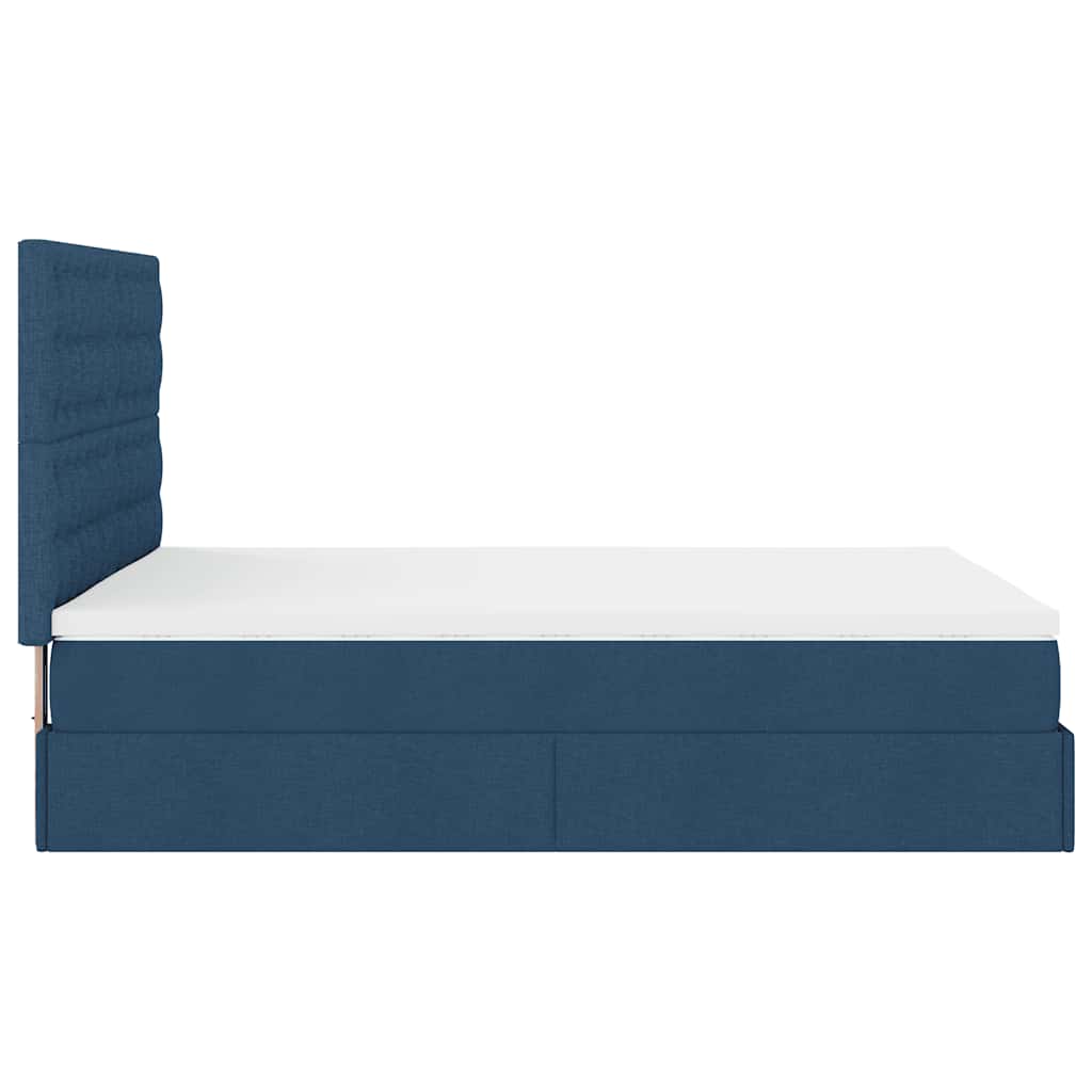 Struttura Letto Pouf con Materasso Blu 140x200cm in Tessuto | homemem39