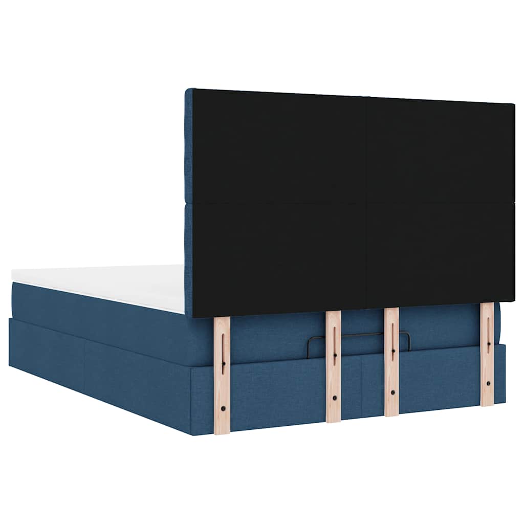 Struttura Letto Pouf con Materasso Blu 140x200cm in Tessuto | homemem39