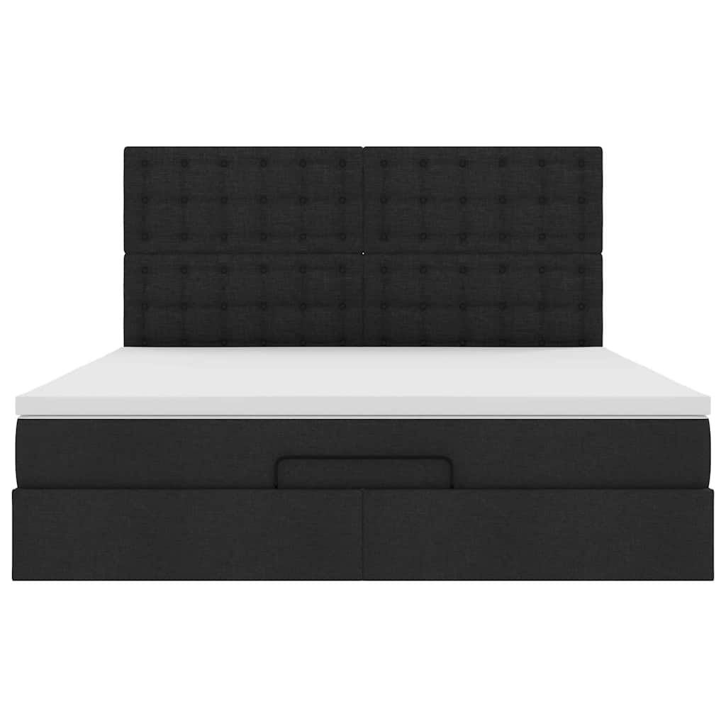 Struttura Letto Pouf con Materasso Nero 160x200 cm in Tessuto | homemem39