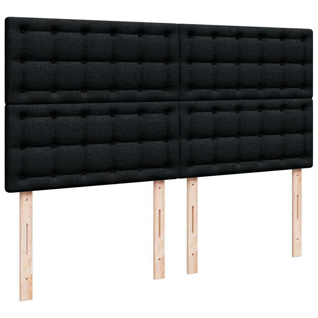 Struttura Letto Pouf con Materasso Nero 160x200 cm in Tessuto | homemem39