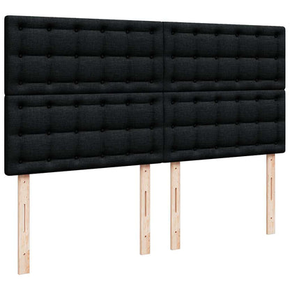 Struttura Letto Pouf con Materasso Nero 160x200 cm in Tessuto | homemem39