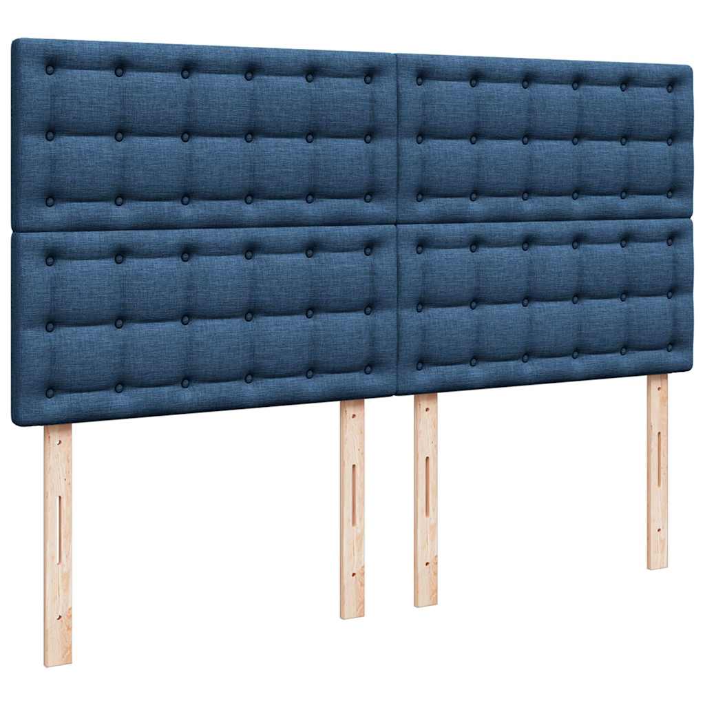 Struttura Letto Pouf con Materasso Blu 160x200 cm in Tessuto | homemem39