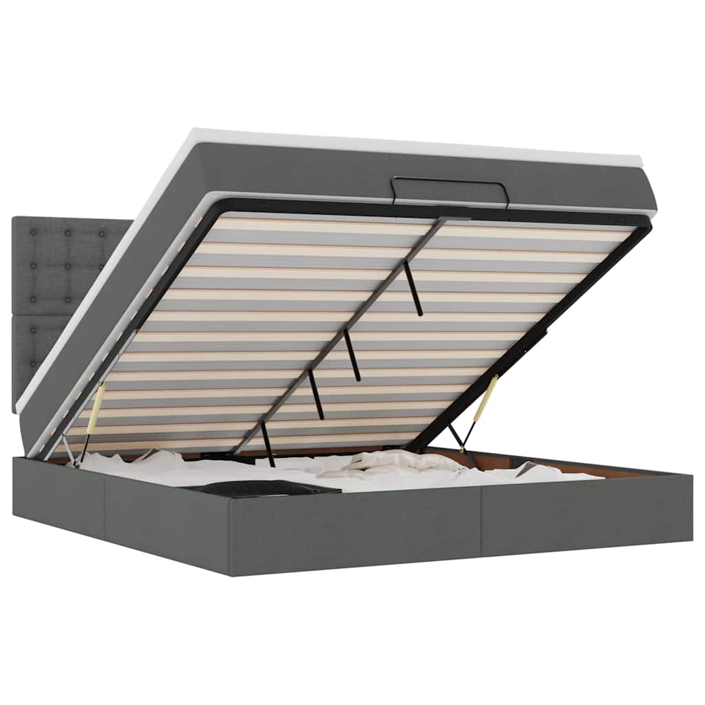 Struttura Letto Pouf con Materasso 180x200 cm in Tessuto - homemem39