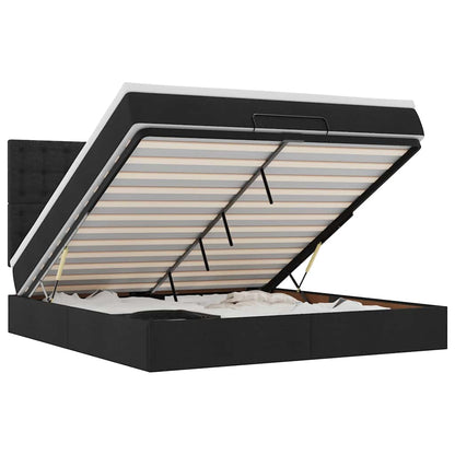 Struttura Letto Pouf con Materasso Nero 180x200 cm in Tessuto - homemem39