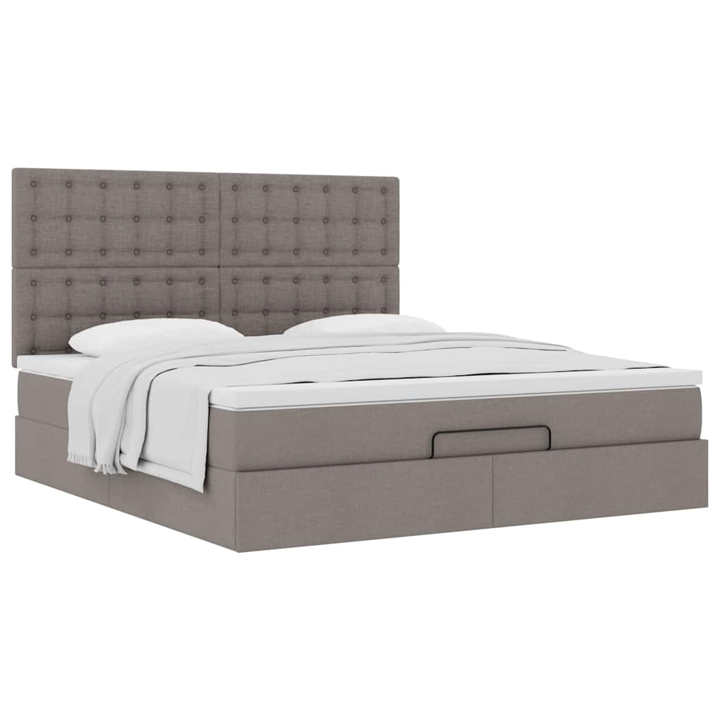 Struttura Letto Pouf con Materasso Tortora 180x200cm in Tessuto | homemem39