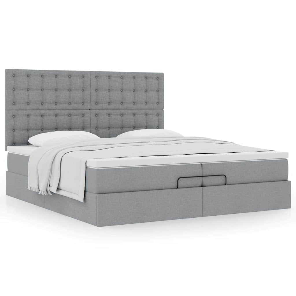 Struttura Letto Pouf con Materassi 200x200 cm in Tessuto | homemem39