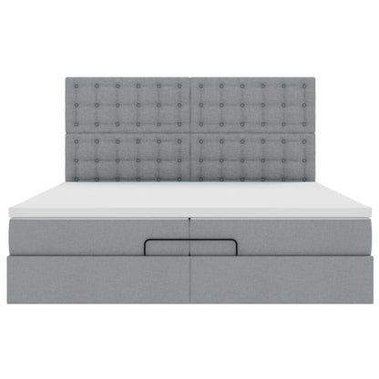 Struttura Letto Pouf con Materassi 200x200 cm in Tessuto | homemem39