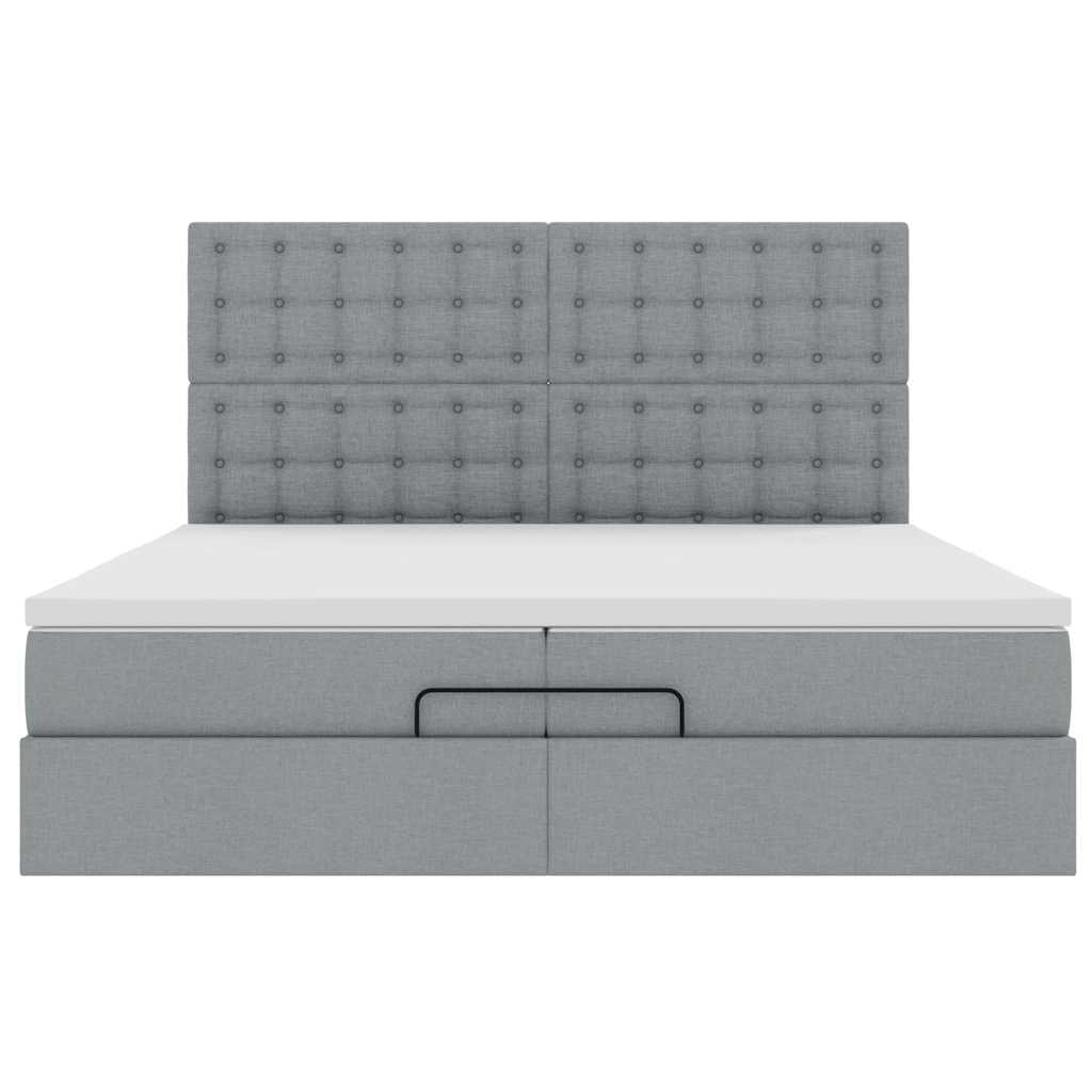 Struttura Letto Pouf con Materassi 200x200 cm in Tessuto