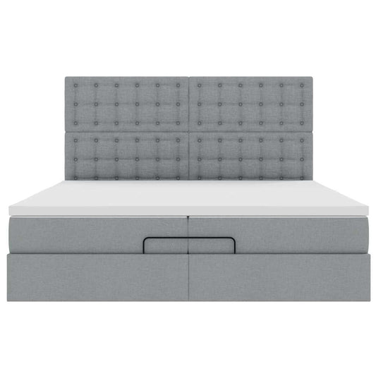 Struttura Letto Pouf con Materassi 200x200 cm in Tessuto