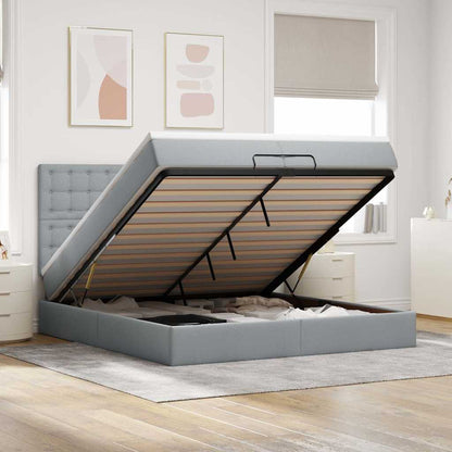 Struttura Letto Pouf con Materassi 200x200 cm in Tessuto | homemem39