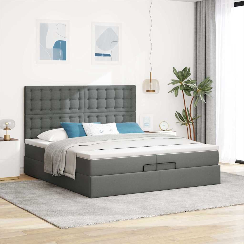 Struttura Letto Pouf con Materassi 200x200 cm in Tessuto | homemem39