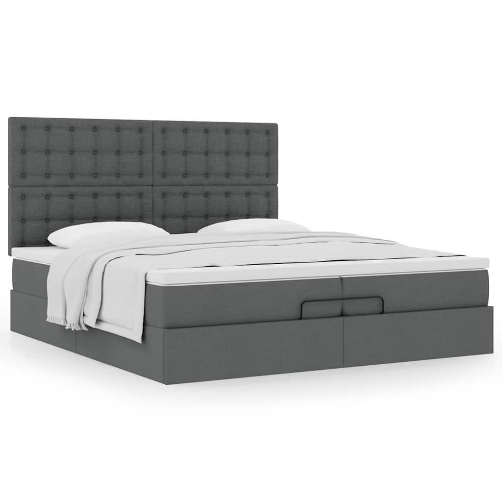 Struttura Letto Pouf con Materassi 200x200 cm in Tessuto | homemem39