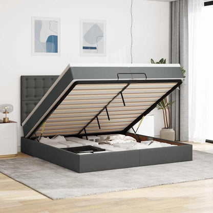 Struttura Letto Pouf con Materassi 200x200 cm in Tessuto | homemem39
