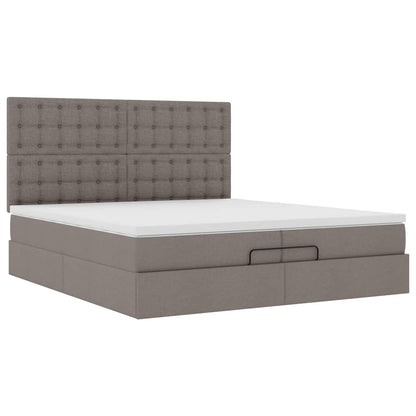 Struttura Letto Pouf con Materassi Tortora 200x200 cm Tessuto | homemem39