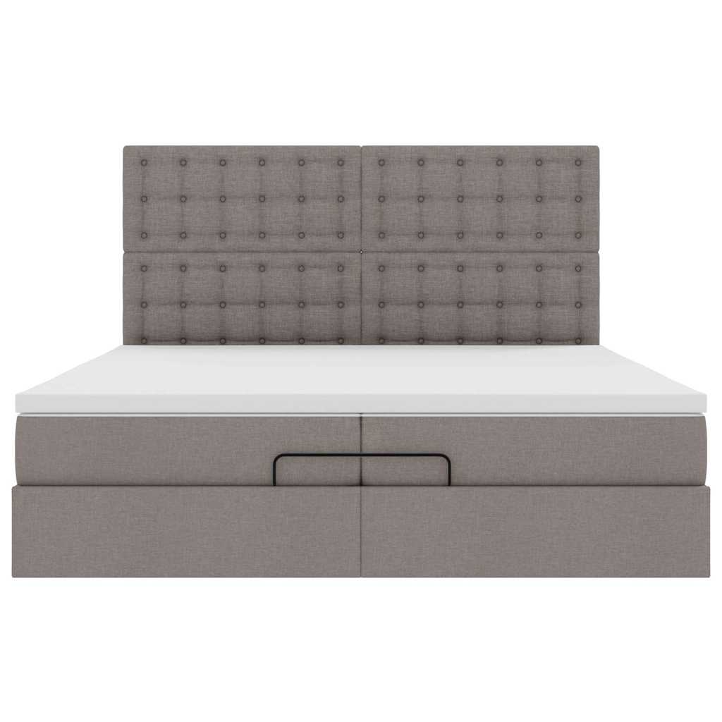 Struttura Letto Pouf con Materassi Tortora 200x200 cm Tessuto | homemem39
