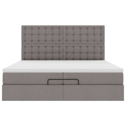 Struttura Letto Pouf con Materassi Tortora 200x200 cm Tessuto | homemem39