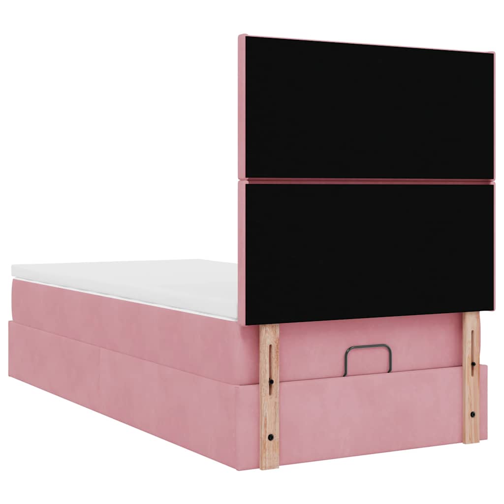 Struttura Letto Pouf con Materassi Rosa 80x200 cm Velluto | homemem39