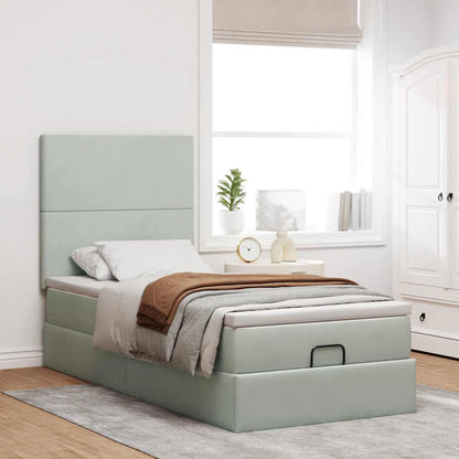 Struttura Letto Pouf con Materassi 90x190 cm in Velluto | homemem39