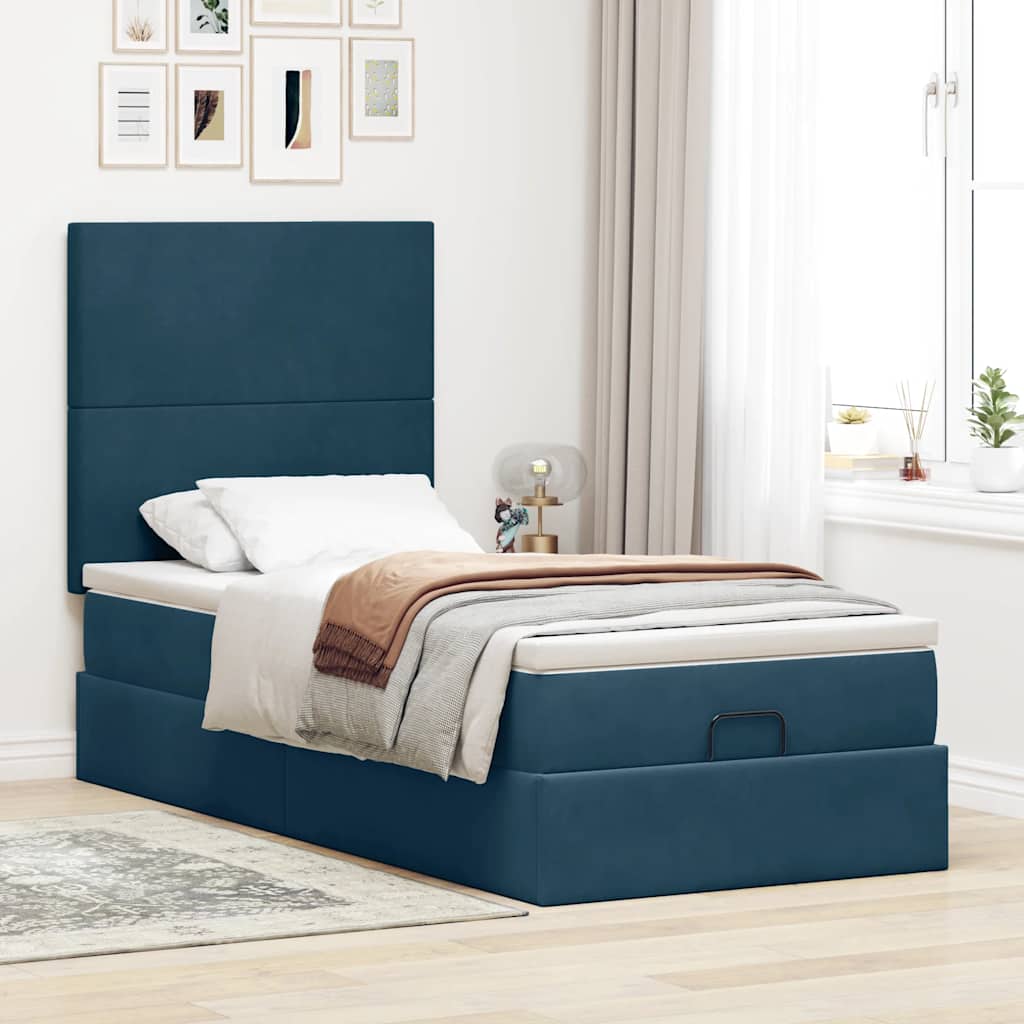 Struttura Letto Pouf con Materassi 90x190 cm in Velluto | homemem39