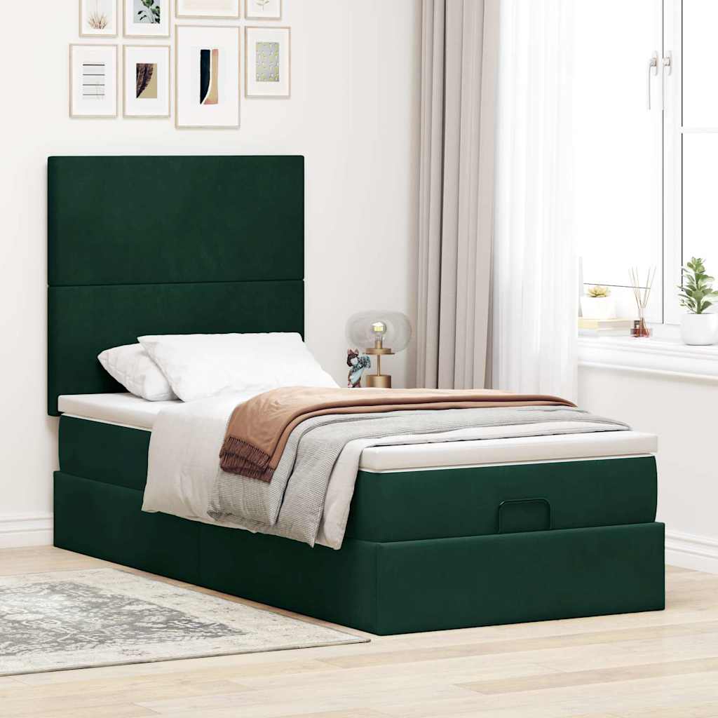 Struttura Letto Pouf con Materassi 90x200 cm in Velluto | homemem39