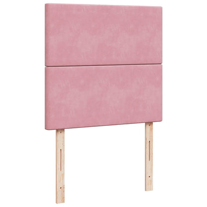 Struttura Letto Pouf con Materassi Rosa 90x200 cm in Velluto