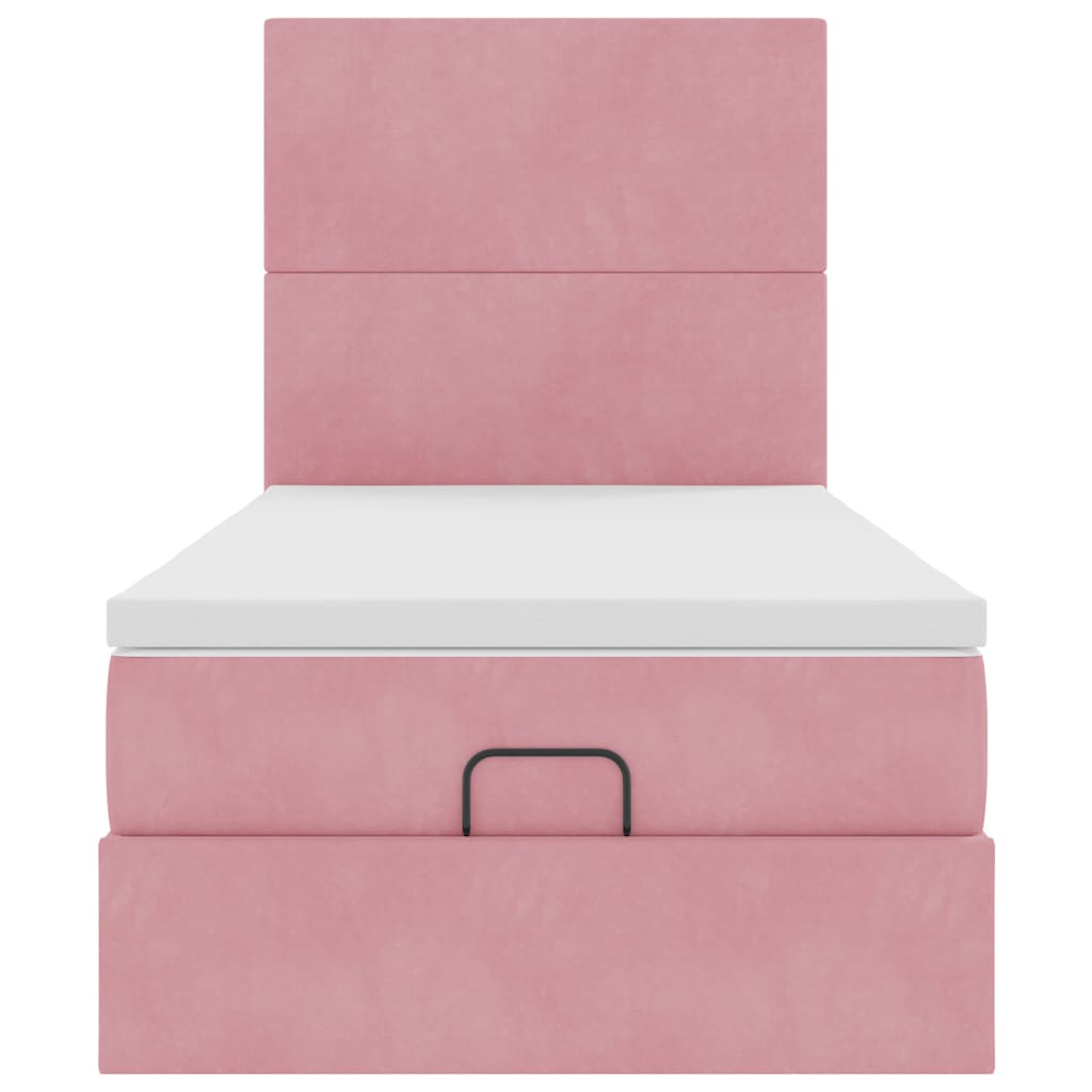 Struttura Letto Pouf con Materassi Rosa 90x200 cm in Velluto | homemem39