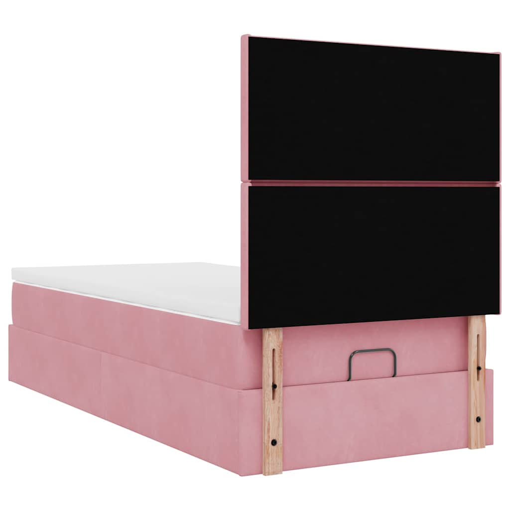 Struttura Letto Pouf con Materassi Rosa 90x200 cm in Velluto | homemem39