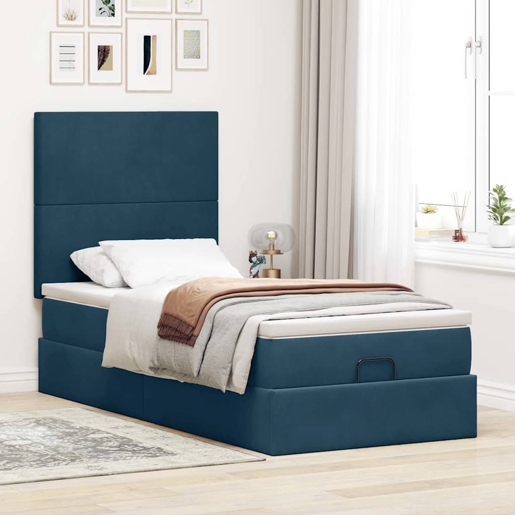 Struttura Letto Pouf con Materassi 100x200 cm Velluto | homemem39