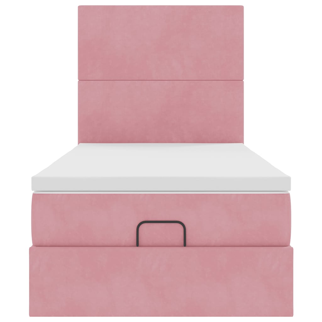Struttura Letto Pouf con Materassi Rosa 100x200 cm Velluto - homemem39