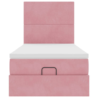 Struttura Letto Pouf con Materassi Rosa 100x200 cm Velluto - homemem39