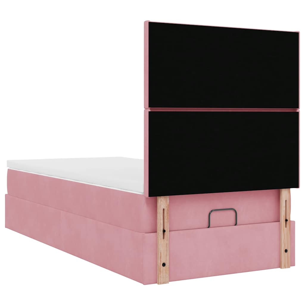 Struttura Letto Pouf con Materassi Rosa 100x200 cm Velluto - homemem39