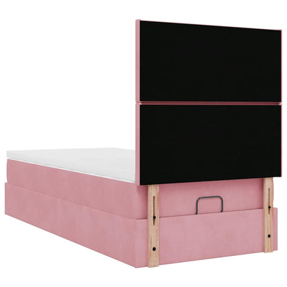 Struttura Letto Pouf con Materassi Rosa 100x200 cm Velluto - homemem39
