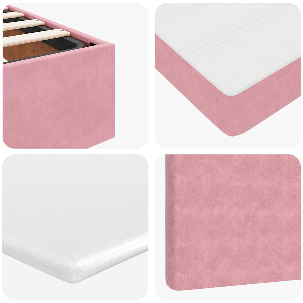 Struttura Letto Pouf con Materassi Rosa 100x200 cm Velluto - homemem39