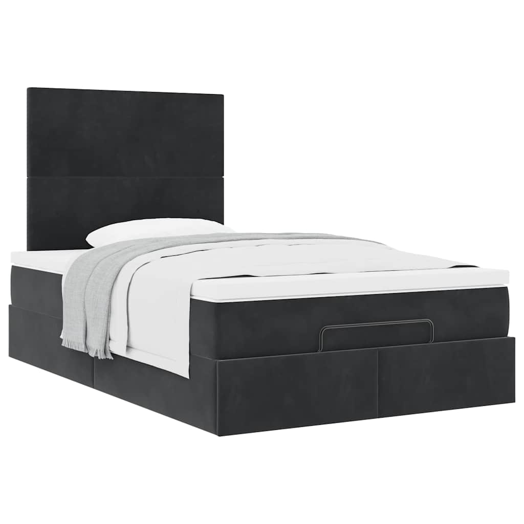 Struttura Letto Pouf con Materassi Nero 120x190 cm Velluto | homemem39