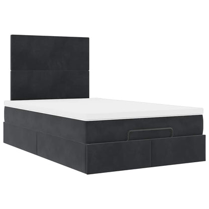 Struttura Letto Pouf con Materassi Nero 120x190 cm Velluto | homemem39