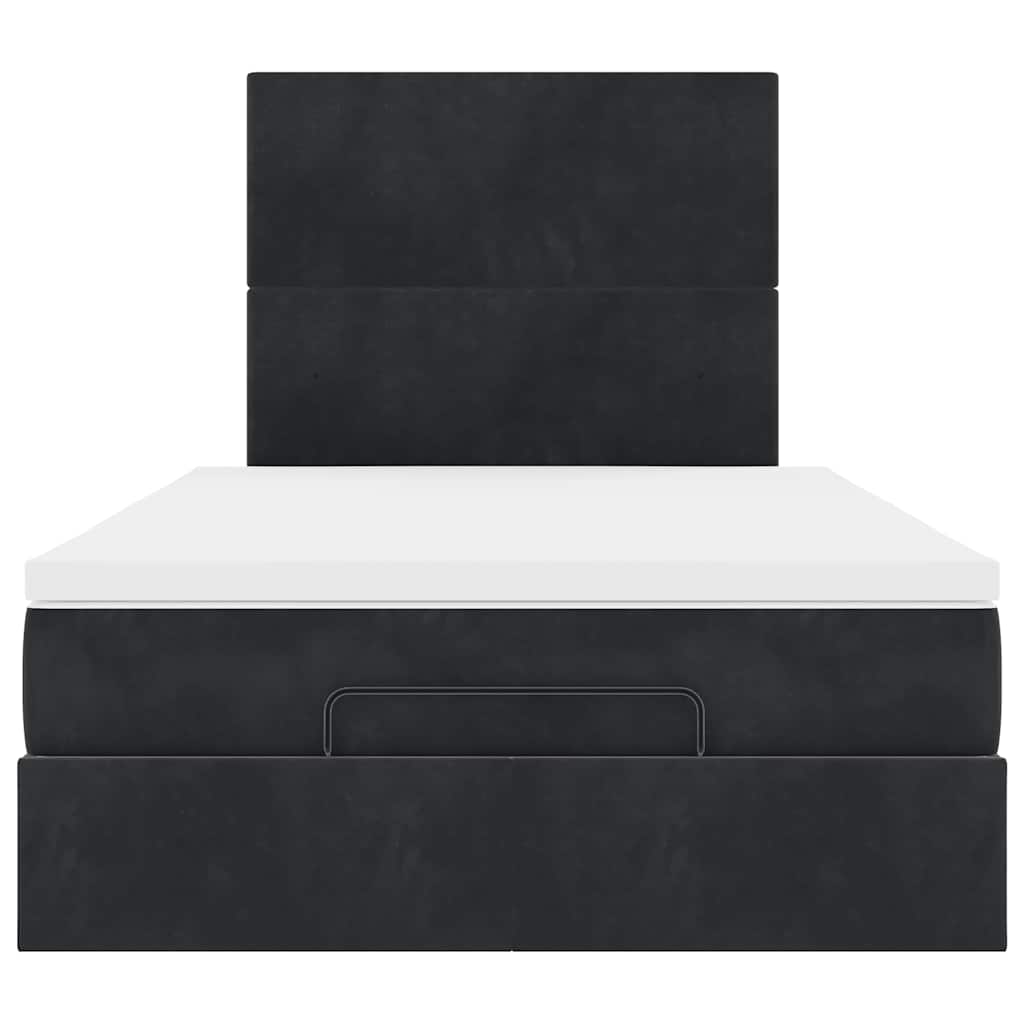 Struttura Letto Pouf con Materassi Nero 120x190 cm Velluto | homemem39
