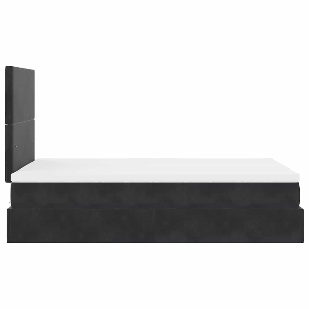 Struttura Letto Pouf con Materassi Nero 120x190 cm Velluto | homemem39