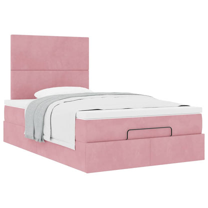 Struttura Letto Pouf con Materassi Rosa 120x190 cm Velluto | homemem39