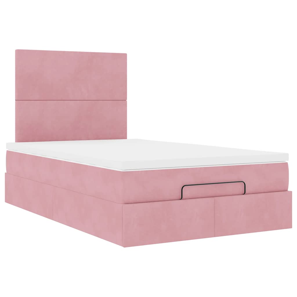 Struttura Letto Pouf con Materassi Rosa 120x190 cm Velluto | homemem39