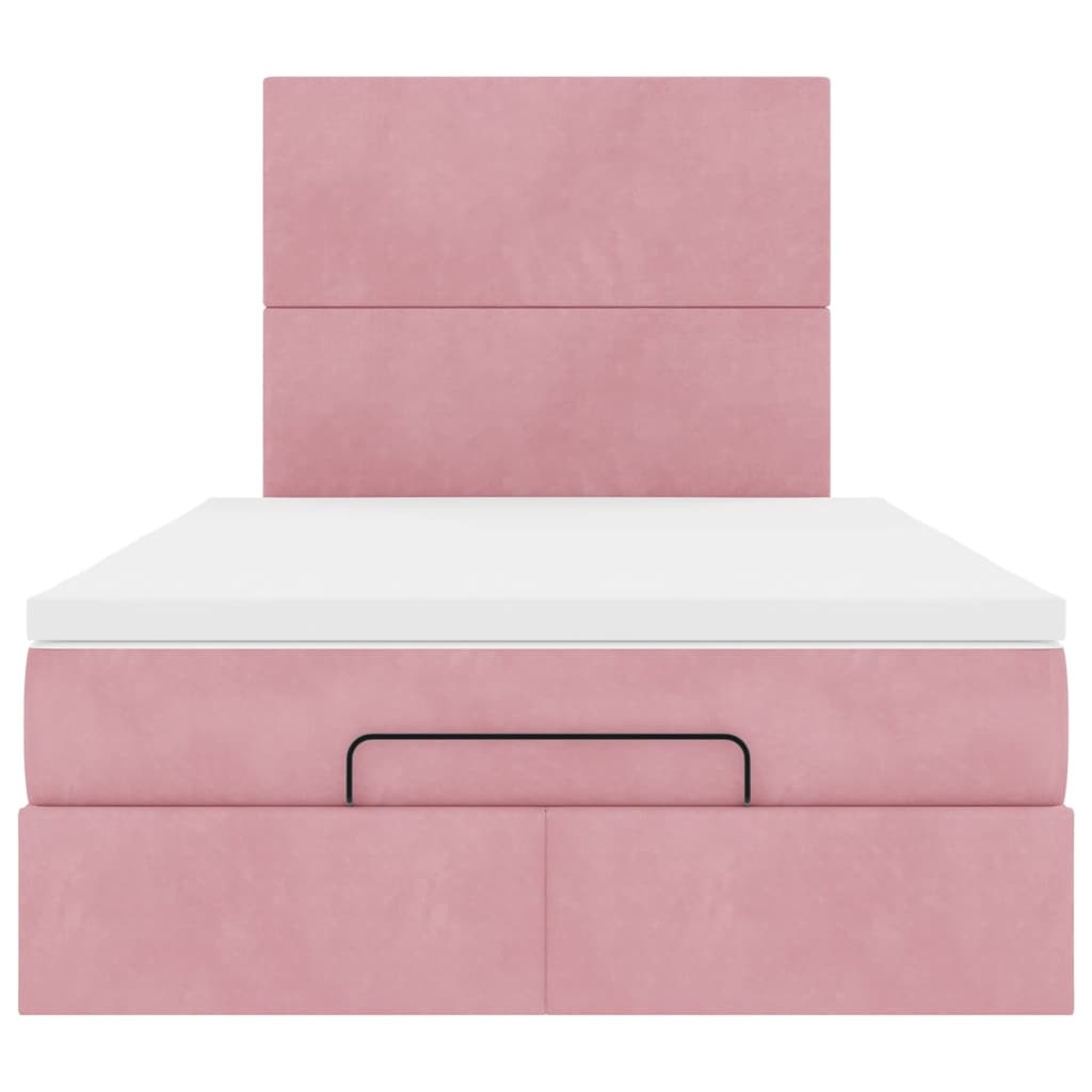 Struttura Letto Pouf con Materassi Rosa 120x190 cm Velluto | homemem39