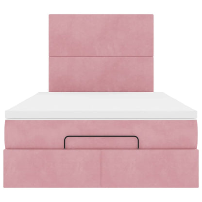 Struttura Letto Pouf con Materassi Rosa 120x190 cm Velluto | homemem39