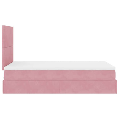 Struttura Letto Pouf con Materassi Rosa 120x190 cm Velluto | homemem39