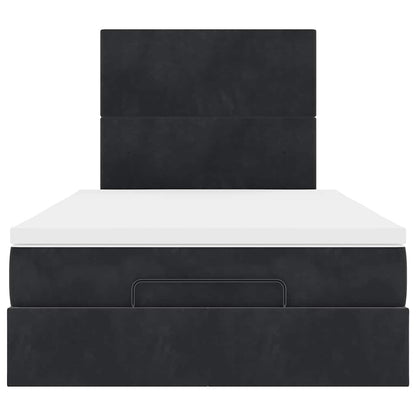 Struttura Letto Pouf con Materassi Nero 120x200 cm Velluto - homemem39