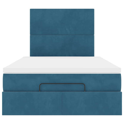 Struttura Letto Pouf con Materassi Blu Scuro 120x200 cm Velluto