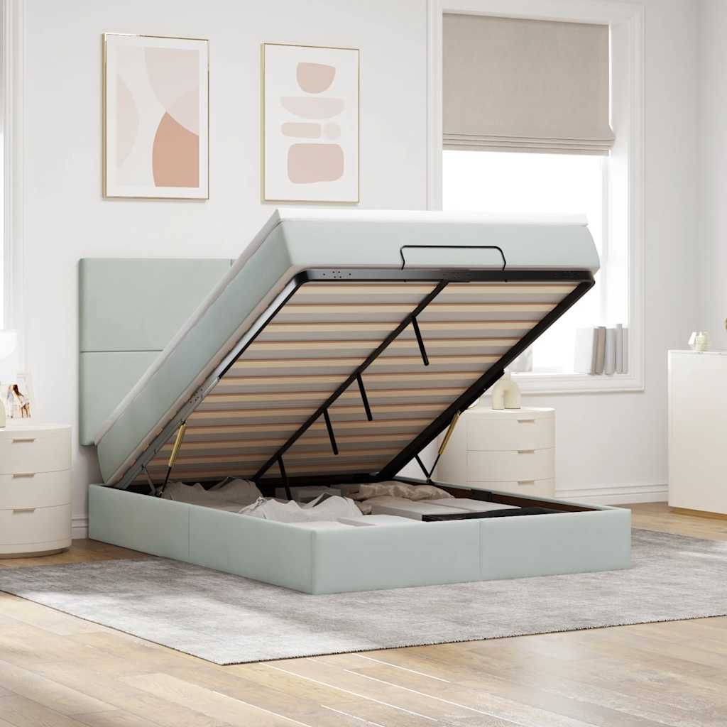 Struttura Letto Pouf con Materassi 140x190 cm Velluto | homemem39