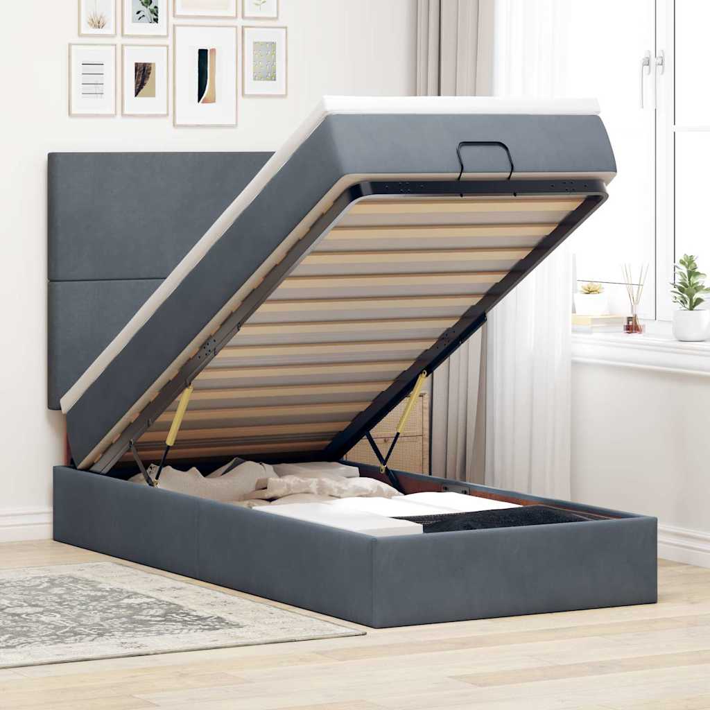 Struttura Letto Pouf con Materassi 140x190 cm Velluto