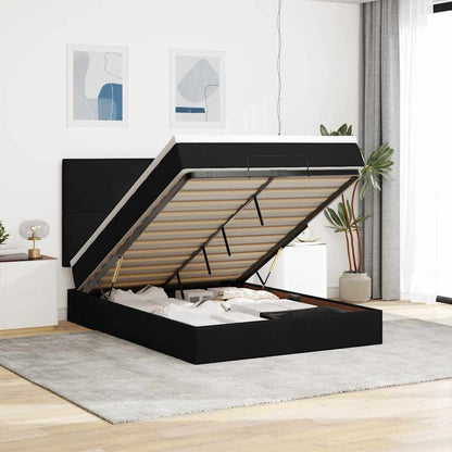 Struttura Letto Pouf con Materassi Nero 140x190 cm in Velluto | homemem39