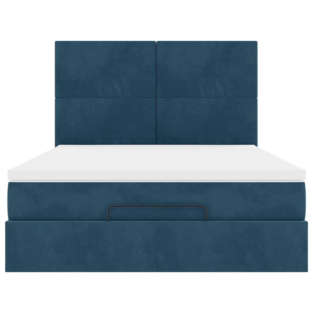 Struttura Letto Pouf con Materassi 140x190 cm in Velluto